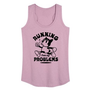 Women's - Instant Message - Running From My Problems Graphic Racerback Tank - 1 of 4