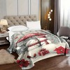 Lomsoe Christmas Snowmen with Umbrellas Print, Soft & Warm Flannel Blanket, Home & Office Decor. - 4 of 4