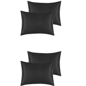 Unique Bargains Standard Breathable Satin Solid Envelope Closure Pillowcase 4 Pcs - 1 of 4