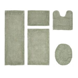 Edge Bath Rug 100% Premium Cotton Ultra-Soft Water Absorbent Tufted Solid Reversible 5 Piece Bathroom Rug Set for Machine Washable Bathmat - 1 of 4