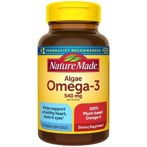 Nature Made Algae Omega 3 Supplement 540 mg - Alternative to Omega 3 Fish Oil Softgels - 70 ct - 1 of 4