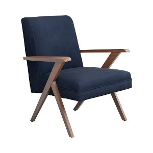 Simple Relax Wooden Arms Accent Chair in Dark Blue - 1 of 4