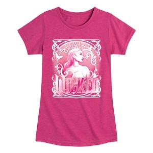 Girls' - Wicked - Glinda Pink Portrait and Logo Fitted Short Sleeve Graphic T-Shirt - 1 of 4