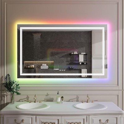 Acekool Bathroom Vanity Mirror with Color-Changing Backlight & Adjustable Front Light, Anti-Fog & Memory Function, Horizontal/Vertical Mount