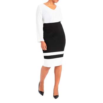 ELOQUII Women's Plus Size Colorblock Column Skirt