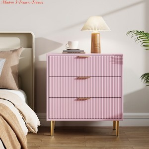 Entryway 3 Drawer Dresser, Wood Chest of Drawers Organizer Storage w/Handle, Small Storage Cabinet, Modern Design Dresser - 1 of 4