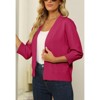 Women's 3/4 Sleeve Open Front Cropped Cardigan Sweater Elegant Shrugs for Women - 3 of 4