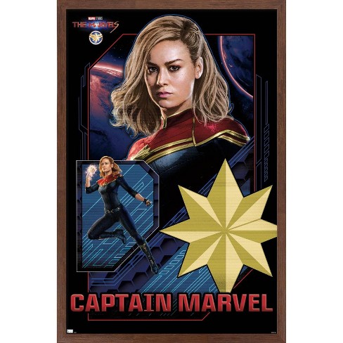 Trends International Marvel The Marvels - Captain Marvel Framed Wall Poster  Prints Mahogany Framed Version 22.375 X 34 : Target