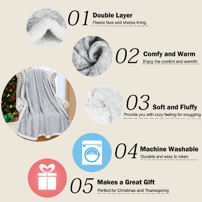 Melange Grey Reversible Sherpa Fleece Throw Blanket 50x60