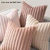 LISM 18x18 Faux Fur Plush Pillowcases,Decorative Striped Throw Pillow Covers Set of 4 - 2 of 4