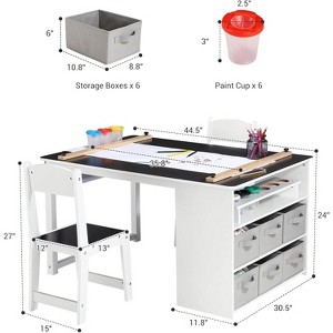 4 In 1 Kids Art Table and Chair Set,Toddler Craft Large Storage Desk with Portable Art Supply Organizer, Drawing Desk, Kids Activity and Study Table - 1 of 4