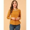 Allegra K Women's Peter Pan Collar Blouse Long Sleeve Sweet Cute Heart Dots Printed Top - 2 of 4