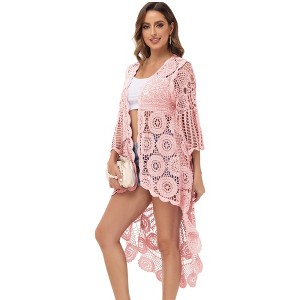 Anna-Kaci Women's Crochet Boho Duster Summer Boho Cover-Up Cardigan - 1 of 4