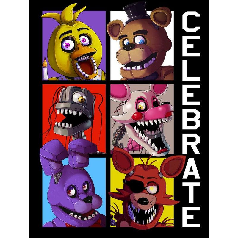 Five Nights at Freddy's Celebrate Boy's Black T-shirt, 2 of 4