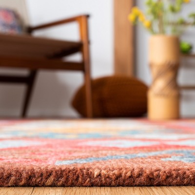 Handmade Red Wool Tribal Pattern Area Rug 5' x 8'