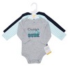 Hudson Baby Infant Boys Cotton Long-Sleeve Bodysuits 3-Pack, Little Dude Dino - 2 of 4