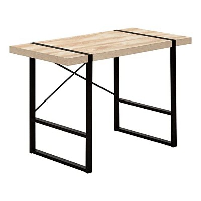 Monarch Specialties Computer Desk Home Office Laptop 48InchL Work Metal Laminate Natural Black Contemporary Modern