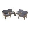 Outdoor Acacia Wood Patio Club Chairs Set of 4 with Water-Resistant Cushions, Outdoor Chair with Slat Panel Design for Garden or Deck-Coolbibila - 2 of 4