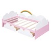 Kids Cartoon Bed Frame with 8 Solid Wood Slats 2 Drawers Twin Size Platform Bed with Clouds Sunflower Decor - 3 of 4