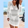 Womens Long Sleeve Summer V Neck Knitted Swimsuits Cover Up Tunic - 2 of 3