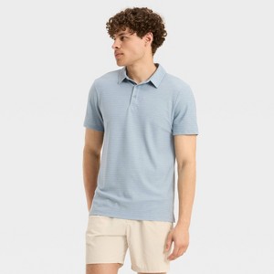 Men's Striped Pique Polo Shirt - All In Motion™ - 1 of 3