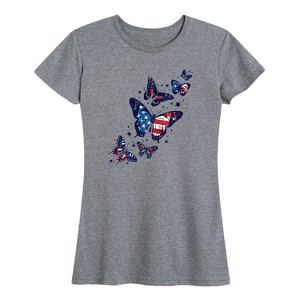 Women's - Instant Message - Patriotic Butterflies Short Sleeve Graphic T-Shirt - 1 of 4