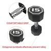 Naysaye Dumbbell 15LBS Octagonal with Chrome Plated Contour Knurled Handle High End RPE Material for Home Gym, Silver, 12"*5"*5" - 4 of 4