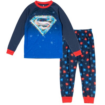DC Comics Justice League Superman Pajama Shirt and Pants Sleep Set Little Kid to Big Kid