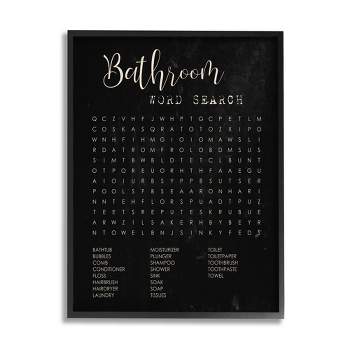 Stupell Industries Bathroom Word Search Activity over Distressed Black