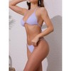 INSPIRE CHIC Women's Tie Knot Halter Ribbed Bikini Sets, Short Sleeve Cover Up Set Triangle Bottom Swimwear Bathing Suits 1 Set - 2 of 4
