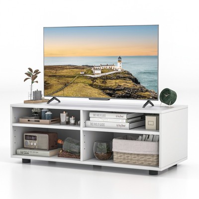 Tangkula TV Stand with Storage 4 Cubby TV Console Table with Adjustable Shelves Modern Home Media Entertainment Center