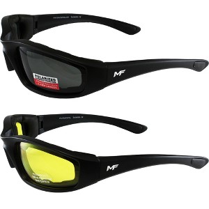 2 Pairs of MotoFrames Payback Safety Motorcycle Glasses with Smoke, Yellow Lenses - 1 of 4