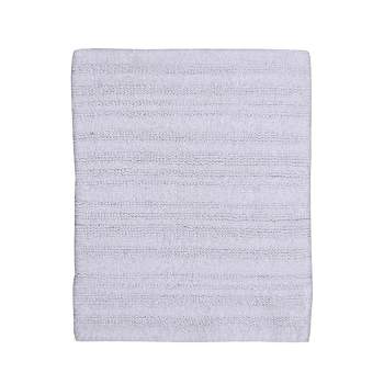 Knightsbridge Luscious Textured Striped All Season Soft Plush Cotton Reversible & Soft Bath Rug White