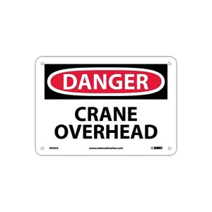 National Marker Danger Crane Overhead 7X10 .040 Aluminum D425A - 1 of 1