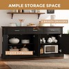 Okak Farmhouse Sideboard Buffet Cabinet with Storage, Fluted Wood Kitchen Console Table with 4 Doors & 3 Drawers for Dining Room Entryway - 4 of 4