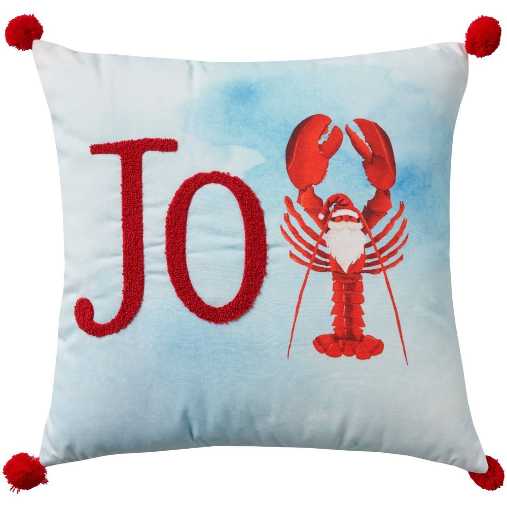 Photos - Pillow 18"x18" Holiday Joy Lobster Santa Hat Indoor Square Throw  - Mina Vi