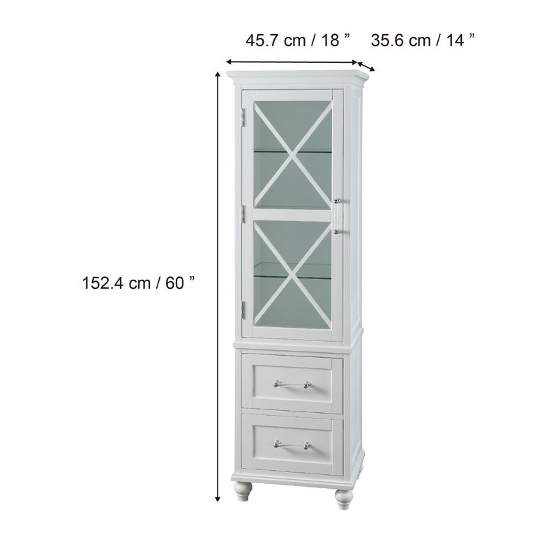Teamson Home Blue Ridge Wooden Linen Tower Cabinet with Adjustable Shelves, White, 5 of 9