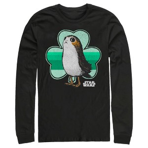 Men's Star Wars The Last Jedi St. Patrick's Day Porg Shamrock Long Sleeve Shirt - 1 of 4
