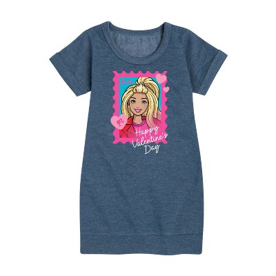 - Barbie - Valentine's Day Graphic Short Sleeve Fleece Dress