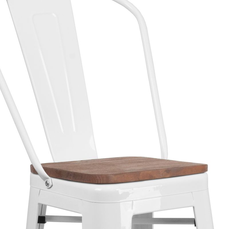 Flash Furniture 30" High Metal Barstool with Back and Wood Seat, 6 of 12