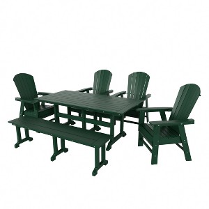 WestinTrends 6 Piece Outdoor Patio Dining Table and Armchair Dining Bench Set - 1 of 2