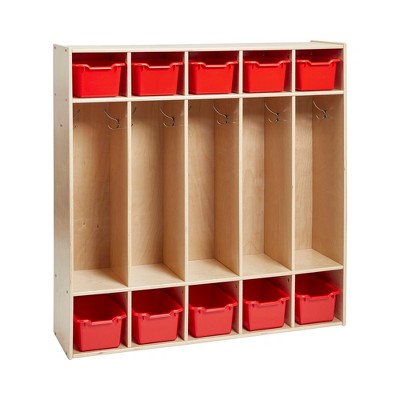 ECR4Kids Streamline 5-Section Coat Locker with Scoop Front Storage Bins