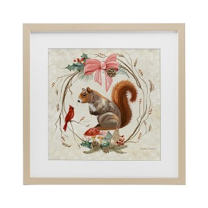 Stupell Industries Woodland Squirrel Rustic Wreath Framed Print Under Glass Art - 1 of 4