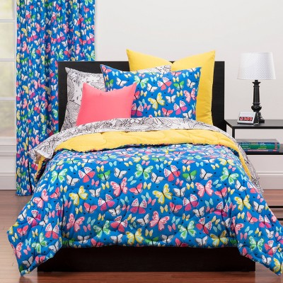 Twin Blue Butterfly Polyester Kids' Sheet Set