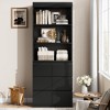 70" Farmhouse Bookcase with Drawers - Wooden Storage Cabinet, Deep Shelves Organizer for Living Room, Office, Study - 4 of 4