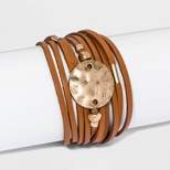 Simulated Leather and Disc Magnetic Wrap Multi-Strand Bracelet - Universal Thread™ Brown