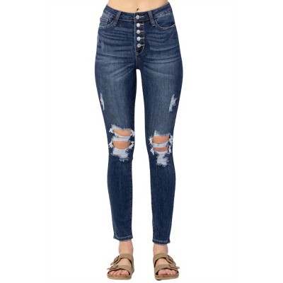Women's BUTTON FLY SKINNY JEANS - Judy Blue