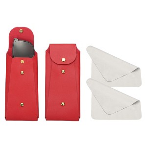 Unique Bargains PU Leather Portable Nail Buckle Soft Eyeglass Cases 2 Pcs - 1 of 4
