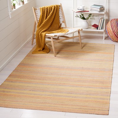 Handwoven Natural and Gold Wool and Cotton 4' x 6' Area Rug