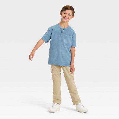 Cat & Jack Boys' Short Sleeve Relaxed Fit Henley T-Shirt - Cat & Jack™ Blue S — фото 2